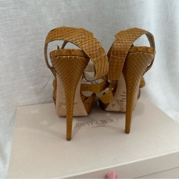 Jimmy Choo louisa mustard snake print leather high heels - Picture 6 of 10